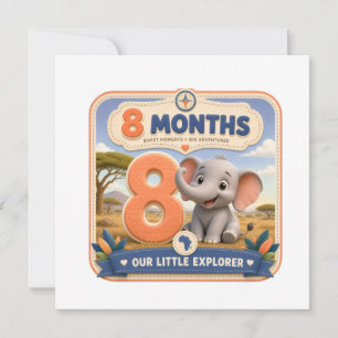 Invitation 8 Mois Bébé Jalons Safari Explorateur