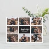 Invitation 8 Photos Joyeuses Fêtes Collage Noir Noël (Debout devant)