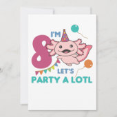Invitation 8e anniversaire Axolotl Huit ans douces Axolotls (Devant)