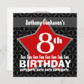 Invitation 8e anniversaire Black Red White STAR V08 (Devant / Derrière)