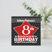 Invitation 8e anniversaire Black Red White STAR V08 (Debout devant)