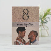 Invitation 8e anniversaire de mariage Bronze Elegant Glitter (Debout devant)