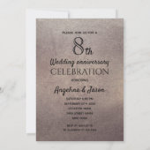 Invitation 8e anniversaire de mariage Bronze Elegant Glitter (Dos)