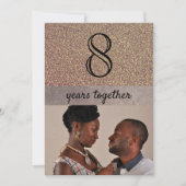 Invitation 8e anniversaire de mariage Bronze Élégant Paillett (Devant)