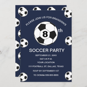 Invitation 8e anniversaire Fête Football Blue Boys Sports