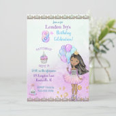Invitation 8e anniversaire fille princesse africaine américai (Debout devant)