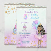 Invitation 8e anniversaire fille princesse africaine américai (Devant / Derrière)