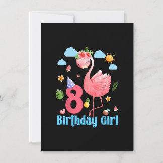 Invitation 8e anniversaire Filles Flamant rose 8 ans Tropical
