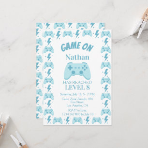 Invitation 8e anniversaire garçon Fête de jeu vidéo - Nivea