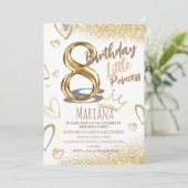 Invitation 8e anniversaire Heard Gold Glitter Glamour Party (Debout devant)