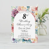 Invitation 8e anniversaire Mariage Élégant script floral (Debout devant)