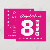 Invitation 8e anniversaire Nom personnalisé Pink pour la fill (Devant / Derrière)