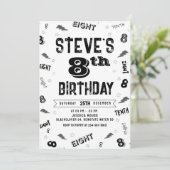 Invitation 8e anniversaire Numéro de fête Modèle de l'invitat (Debout devant)
