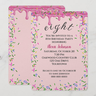 Invitation 8e Anniversaire Pink Icing Et Sprinkings