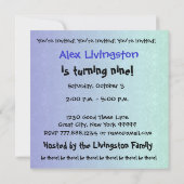 Invitation 8ème G201 bleu de fête d'anniversaire et noir (Dos)