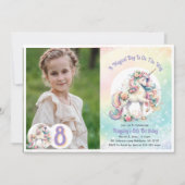 Invitation 8ème Unicorn Party Pastel Rainbow Party (Devant)