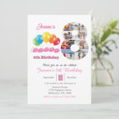 Invitation 8th birthday photo collage number 8 Girl (Debout devant)