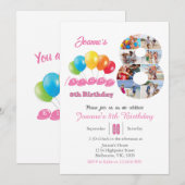 Invitation 8th birthday photo collage number 8 Girl (Devant / Derrière)