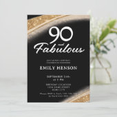 Invitation 90 and Fabulous Bold Black Gold Birthday (Debout devant)