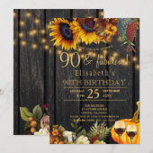 Invitation 90 années fabuleuses automne rustique récolte (Devant / Derrière)