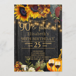 Invitation 90 années fabuleuses automne rustique récolte