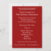 Invitation 90 ans de gloire!-Fête d'anniversaire (Dos)