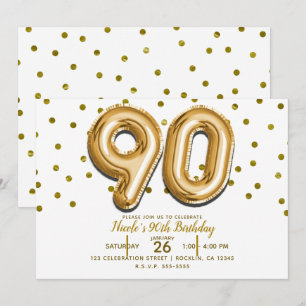 Invitation 90 Ballons Dorés & Confettis Fête d'anniversaire 9