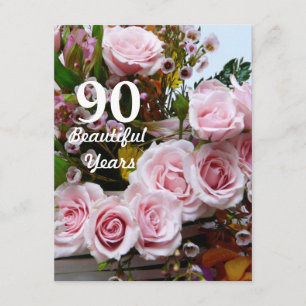 Invitation 90 belles années ! - Fête d'anniversaire/roses