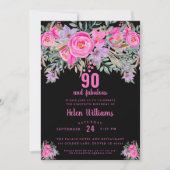 Invitation 90 et fabuleux 90e anniversaire noir rose (Devant)