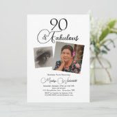 Invitation 90 et Fabuleux 90e Anniversaire Photo Noir Script (Debout devant)