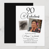 Invitation 90 et Fabuleux 90e Anniversaire Photo Noir Script (Devant / Derrière)