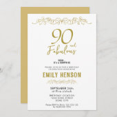 Invitation 90 et fabuleux ornement d'or 90e anniversaire (Devant / Derrière)