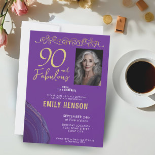 Invitation 90 et fabuleux ornement d'or 90e anniversaire Phot