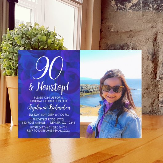 Invitation 90 et Nonstop Royal Blue Photo Anniversaire