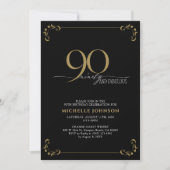 Invitation 90 & Fabuleux Black & Gold Calligraphy Anniversair (Devant)