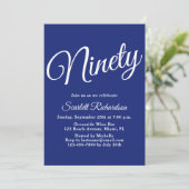 Invitation 90 Script moderne Marine Blue 90th Birthday Party (Debout devant)