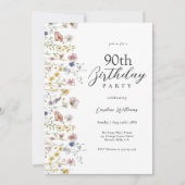 Invitation 90e anniversaire Aquarelle Fleur sauvage Floral (Devant)