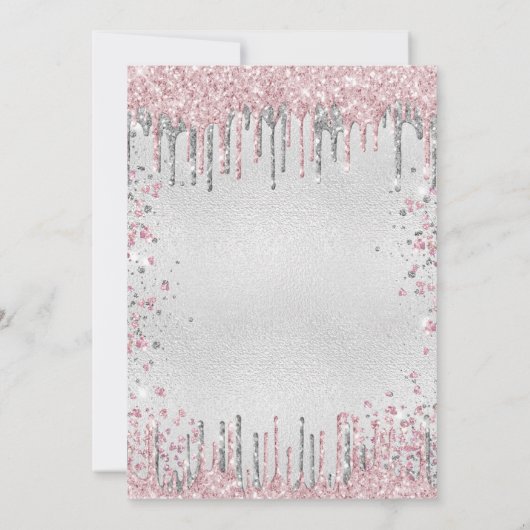 Invitation 90e anniversaire argent rose parties scintillant p (Dos)