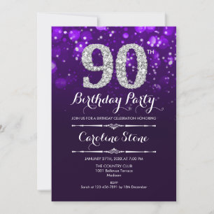 Invitation 90e anniversaire - Argent violet