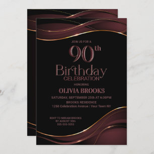 Invitation 90e anniversaire Black Dusty Pink Party
