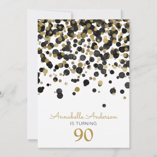Invitation 90e anniversaire Black Gold Parties scintillant Sp (Dos)