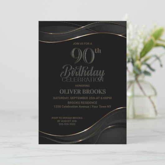 Invitation 90e anniversaire Black Grey Party (Debout devant)