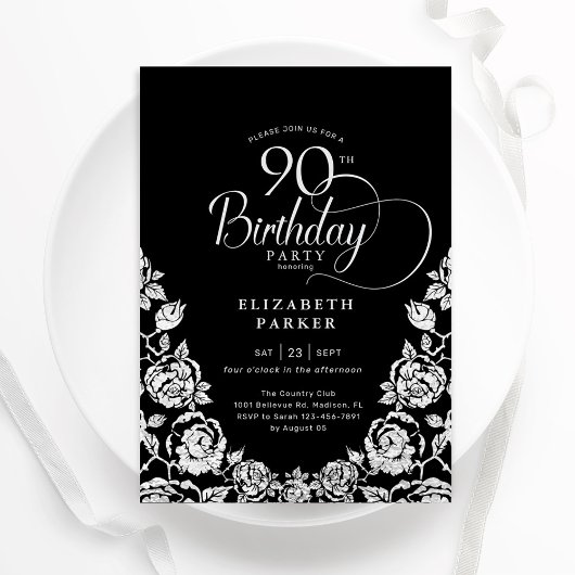 Invitation 90e anniversaire Black Silver Rose