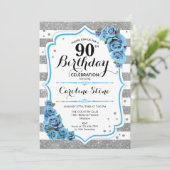 Invitation 90e anniversaire - Bleu Silver White Stripes (Debout devant)