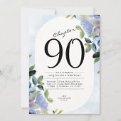 Invitation 90e anniversaire Blue Floral (Devant)