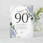 Invitation 90e anniversaire Blue Floral (Debout devant)