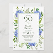 Invitation 90e anniversaire Blue Hydrangeas (Devant)