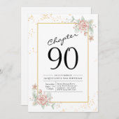 Invitation 90e anniversaire Blush Floral (Devant / Derrière)