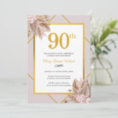 Invitation 90e anniversaire Boho Floral (Debout devant)