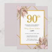 Invitation 90e anniversaire Boho Floral (Devant / Derrière)